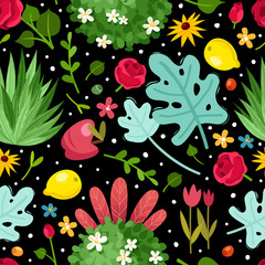 Fototapeta premium Flowers garden seamless pattern