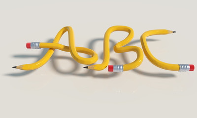 Fototapeta na wymiar Bleistiftknoten mit A, B und C 