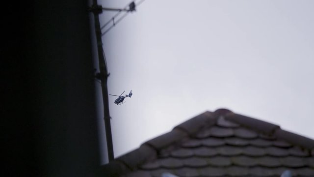 French police helicopter during French Protest