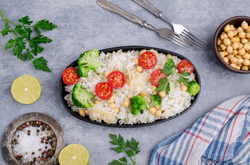 White fried rice with vegetables