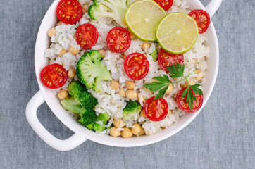 White fried rice with vegetables