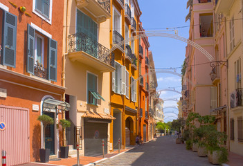 Fototapeta na wymiar Street and buildings in Old town in Monaco-Ville, Monaco