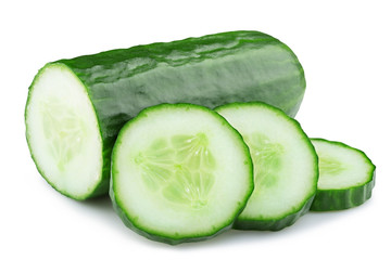 ripe cucumber isolated on white background - 266683754