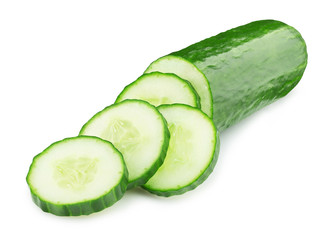 ripe cucumber isolated on white background