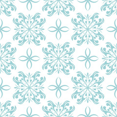 Floral seamless pattern. Light blue flowers on white background