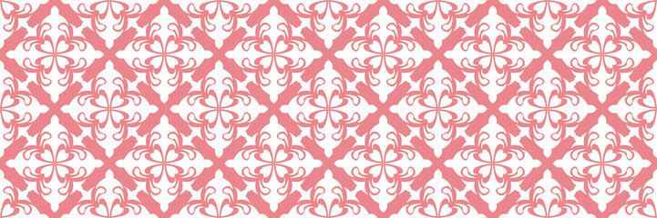 Floral seamless pattern. White design on pink background