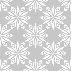  Gray seamless background with white floral pattern