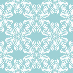 Floral seamless background. White design on blue backdrop