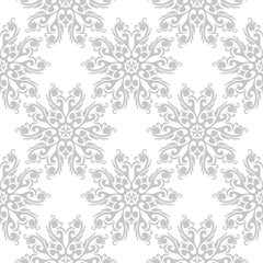 Floral seamless background. Gray pattern on white
