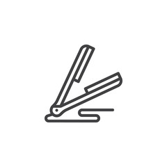 Obraz premium Hair straightening iron line icon. linear style sign for mobile concept and web design. Hair curlers iron outline vector icon. Symbol, logo illustration. Pixel perfect vector graphics
