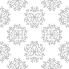 Fototapete Gray seamless floral pattern on white background © Liudmyla