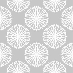  Floral pattern. Seamless white flowers on gray background