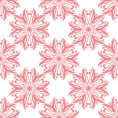  Floral seamless pattern. Pink flowers on white background