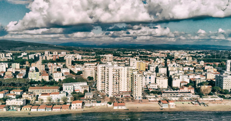Panoramic aerial view of Follonica coastline - Italy
