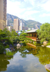 Fototapeta na wymiar Japanese garden in Monte Carlo, Monaco