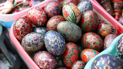 Colorful Easter eggs and Christmas celebration.