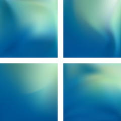 Naklejka premium Set with blue abstract blurred backgrounds. Vector illustration. Modern geometrical backdrop. Abstract template.