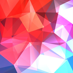 Polygonal vector background. Can be used in cover design, book design, website background. Vector illustration. Red, pink, blue, white colors.
