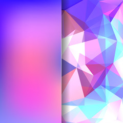 Polygonal vector background. Blur background. Can be used in cover design, book design, website background. Vector illustration. Pink, white, blue colors.