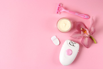 a set of different tools for home hair removal.