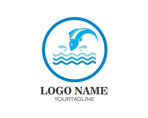 Fish logo template. Creative vector symbol of fishing