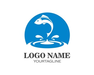 Fish logo template. Creative vector symbol of fishing