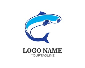 Fish logo template. Creative vector symbol of fishing