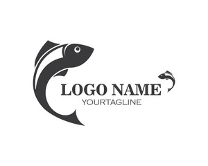 Fish logo template. Creative vector symbol of fishing