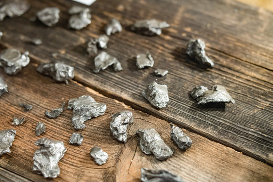 Iron meteorite, surface with bokeh.