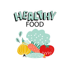 Healthy nutrition background with text