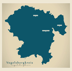 Modern Map - Vogelsbergkreis county of Hessen DE