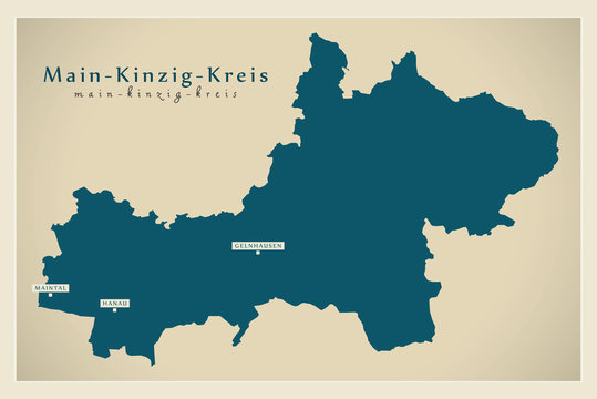Modern Map - Main-Kinzig-Kreis county of Hessen DE