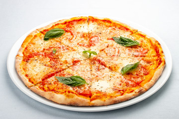 Pizza Margarita on white background