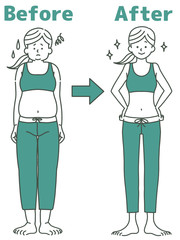 女性-ダイエット-ビフォーアフター-全身-2色