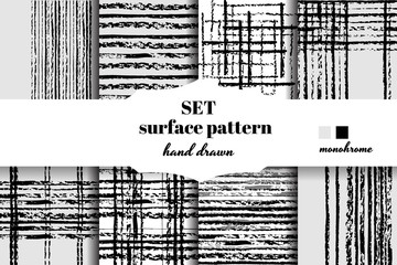 Set grunge vector texture patterns. Stylish brush pencil