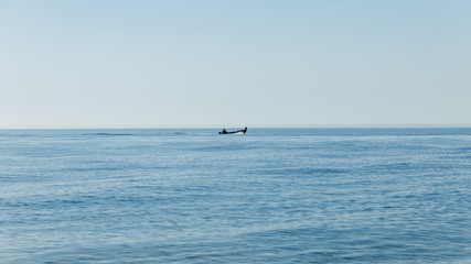 lonely boat in the sea