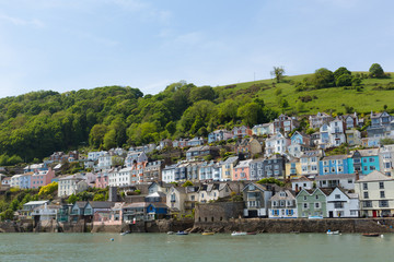 Bayards Cove Fort Dartmouth Devon with houses on the hillside in historic English town with the...