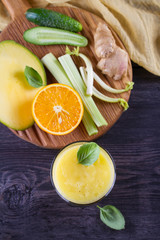 Orange Mango Ginger Smoothie. Fruit and Vegetable Smoothie - healthy diet and detox drink