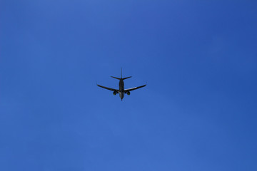 Jet airliner flying in the clear blue sky