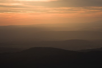 Sunset view from Beskydy mountains