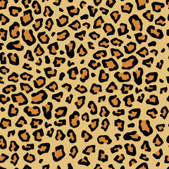 Leopard seamless texture, imitation. Vector leopard skin repeat pattern.