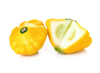 Yellow pattypan squash isolated on white background.