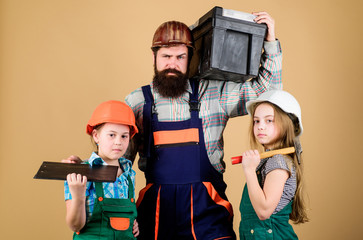 Follow father. Father builder kids girls. Teach daughter. Informal education. Fathers day. Sisters...