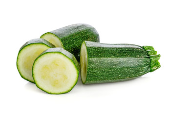 fresh green zucchini isolated on white background