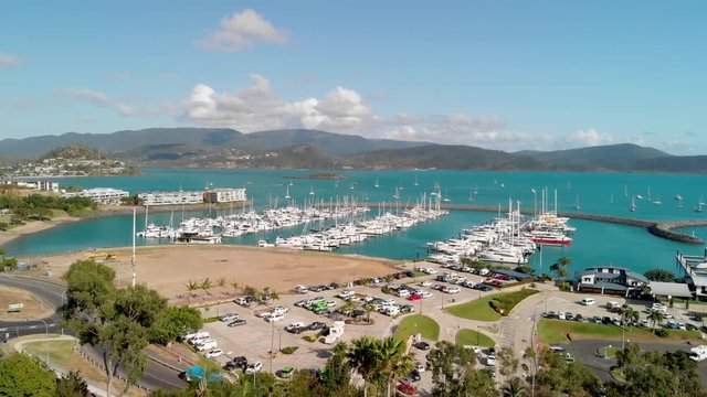 Airlie Beach, Queensland. Aerial view of coastline and Abell Point Marina