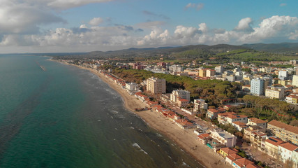 Obraz premium Panoramic aerial view of Follonica coastline - Italy