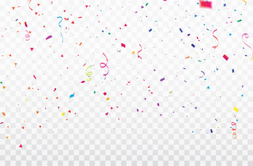 Celebration background template with confetti Colorful ribbons frame. luxury greeting rich card.