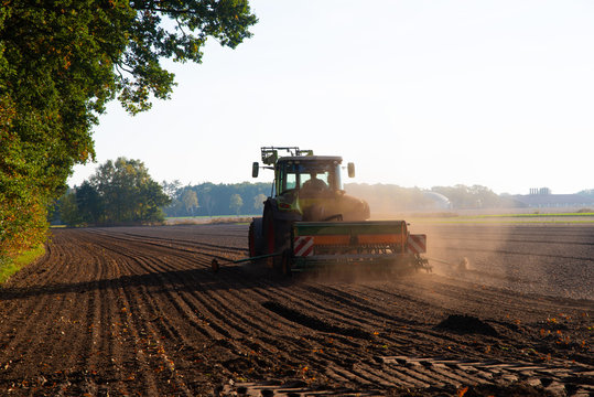 Field work with the tractor on the field