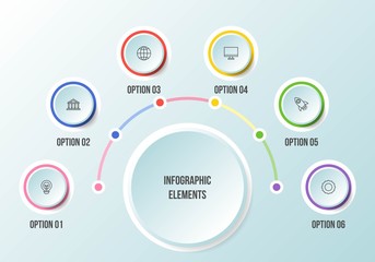 Half Circle chart, Timeline infographic templates