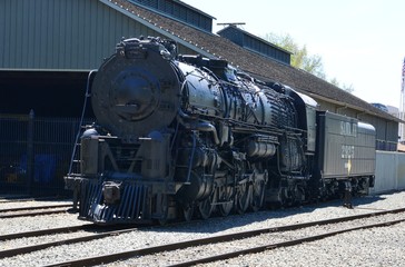 Fototapeta na wymiar An American vintage steam locomotive.